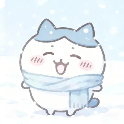 マフラーを巻いて雪の中で笑顔を浮かべるハチワレのプロフィール画像