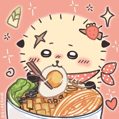美味しそうにラーメンの煮玉子を食べるラッコの可愛いSNSアイコン