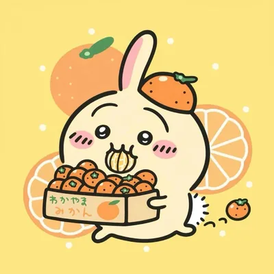 和歌山みかんをくわえて箱を運ぶ可愛いうさぎのSNSアイコン