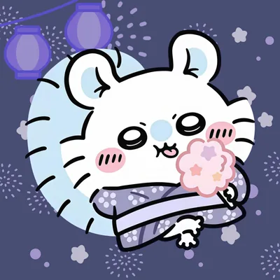 浴衣姿で綿菓子を持ってペロッと舌を出すモモンガのSNSアイコン