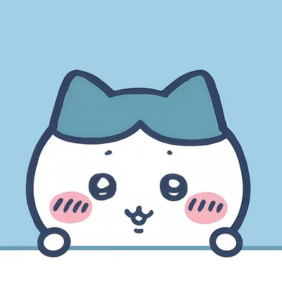 ハチワレがひょっこり覗き込んで赤面している可愛いSNSアイコン