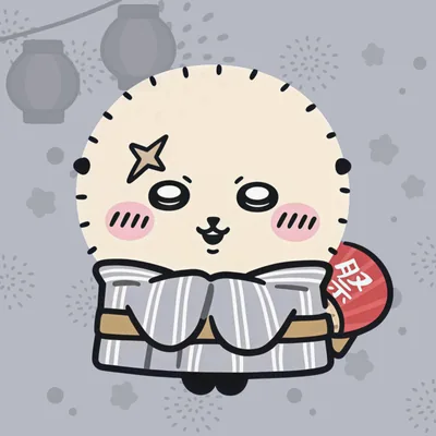 夏祭り浴衣姿でうちわを持つラッコの可愛いアイコン