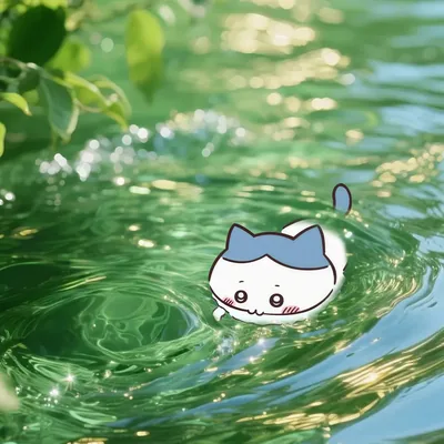 キラキラ光る水面を気持ちよさそうに泳ぐハチワレのプロフィール画像