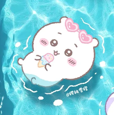 ハートサングラスで水に浮かびアイスを食べるちいかわのプロフィール画像