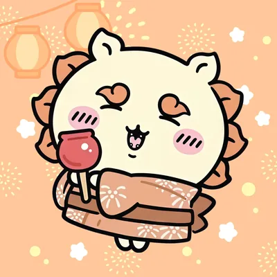 夏祭りで浴衣を着てりんご飴を持つちいかわキャラクターのプロフィール画像