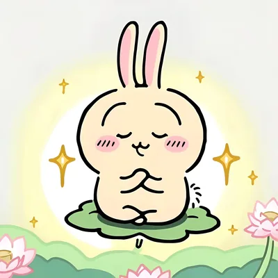 蓮の葉の上で静かに瞑想して光り輝くうさぎプロフィール画像