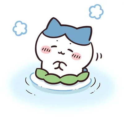 気持ちよさそうに温泉に浸かって温まるハチワレのSNSアイコン