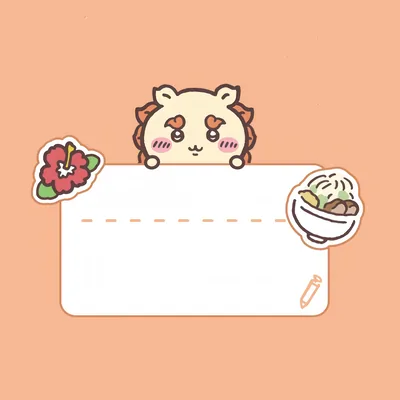 沖縄モチーフのメモ枠からひょっこり顔を出すちいかわキャラクターのSNSアイコン