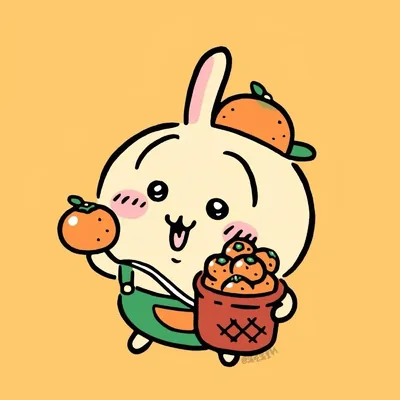みかん帽子をかぶりカゴいっぱいの柑橘を持って喜ぶうさぎのプロフィール画像