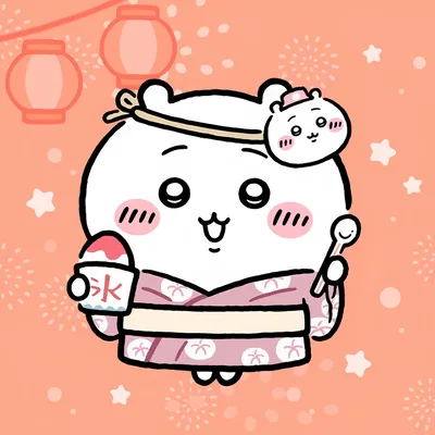 夏祭りの浴衣を着てかき氷を持つかわいいちいかわのプロフィール画像