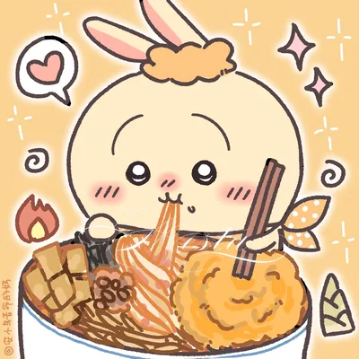 美味しそうにラーメンを食べる可愛いうさぎのプロフィール画像