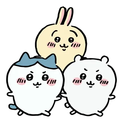 ちいかわ、ハチワレ、うさぎのキリッとした表情がかわいいステッカー