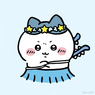 星の冠をつけて真剣な表情で構えるハチワレのかわいいアイコン