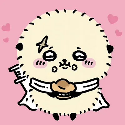 ピンク背景に剣を背負って照れる可愛いラッコのアイコン