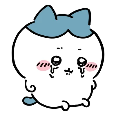 涙を流して泣いているハチワレの可愛いイラストPNG画像
