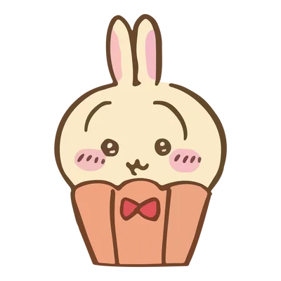 リボン付きカップケーキに変身したちいかわうさぎ透過PNG