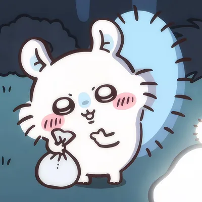 小さな袋を持って振り向くかわいいモモンガのちいかわプロフィール画像