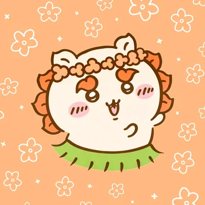 お花の冠をつけて嬉しそうに笑うシーサーの可愛いアイコン
