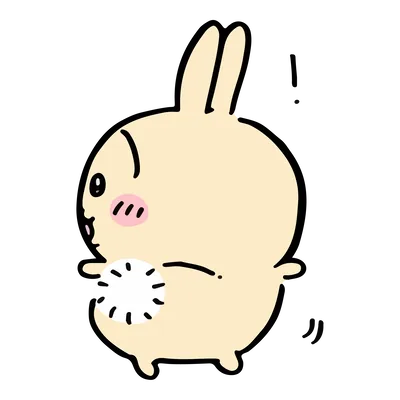 びっくりして後ろを振り返るうさぎのしっぽイラスト透過PNG