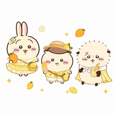 夏服のうさぎ・くりまんじゅう・ラッコが可愛いマンゴー味のSNSアイコン