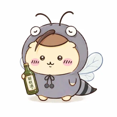 蚊の着ぐるみを着てお酒の瓶を持つかわいい栗まんじゅうアイコン