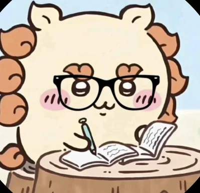 黒縁メガネをかけて真剣にノートをとって勉強するシーサーのアイコン