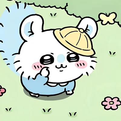黄色い幼稚園帽子をかぶって草原にちょこんと座るモモンガのプロフィール画像