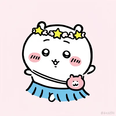 星の花冠と青いスカートを身につけた可愛いちいかわ SNSアイコン