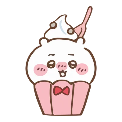 かわいい豚のカップケーキになったちいかわスイーツ素材透過PNG