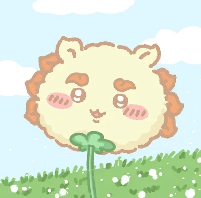 タンポポの花になって草原に咲く可愛いシーサーのペアアイコン