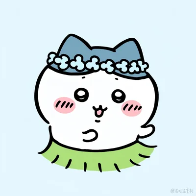 花冠と草スカートを身につけて踊る可愛いハチワレのアイコン