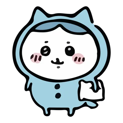 パジャマを着て枕を持つハチワレの可愛いステッカー