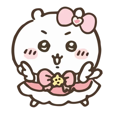 ちいかわ魔法少女の姿でピンクのリボンをつけたPNG画像
