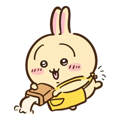 黄色いエプロンを着て楽しそうに粉を注ぐうさぎの透過PNG画像
