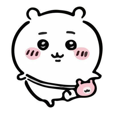ピンクのくまポシェットを身につけた可愛いちいかわのPNG画像