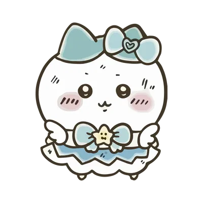 青いリボンの魔法少女コスチュームを着たかわいいちいかわの透過PNG