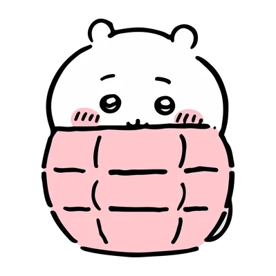 ピンクの寝袋にすっぽり入ったかわいいちいかわ透過PNG