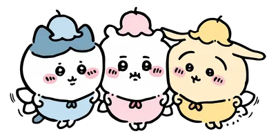 妖精の衣装を着て並んで飛ぶハチワレとちいかわとうさぎの透過PNG