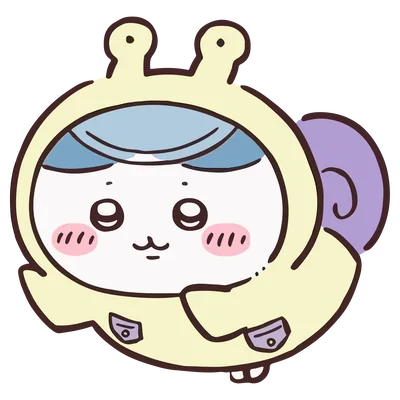 カタツムリのレインコートを着た可愛いハチワレのキャラクター素材