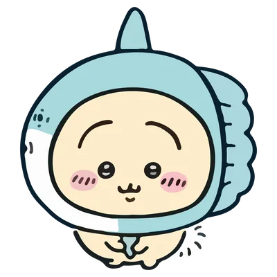 マンボウの被り物を身につけた可愛いちいかわイラスト透過PNG
