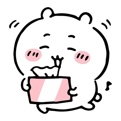 ピンクのティッシュ箱を嬉しそうに抱えて笑うちいかわPNG画像