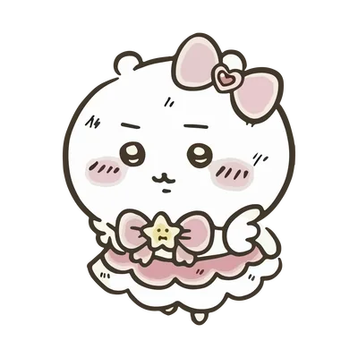 魔法少女風のピンクのリボン衣装を着たちいかわのかわいいPNG画像