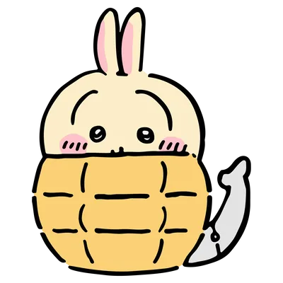 ちいかわのうさぎが黄色い殻に入ったかわいい透過PNG