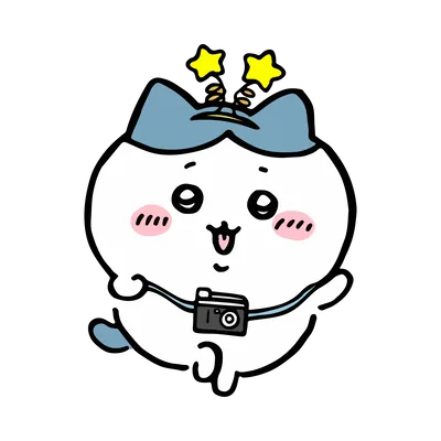 星のカチューシャをつけてカメラを首から下げたハチワレの透過PNG
