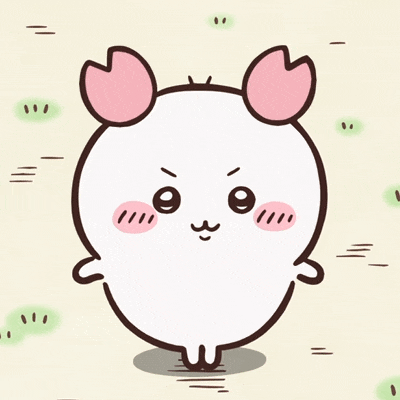 분홍 꽃게 머리띠를 하고 당당하게 서 있는 치이카와 카니 GIF