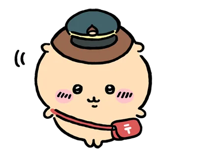 Kurimanju dressed as a cute postman wearing hat and mailbag PNG Image