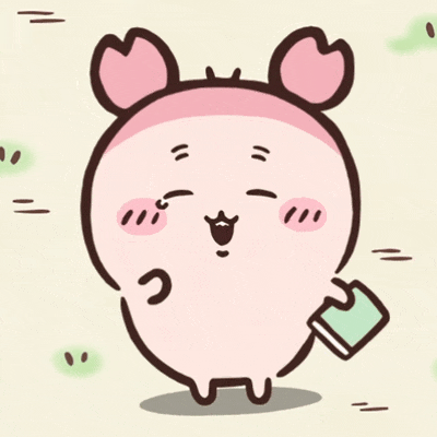 古本屋が本を片手に満面の笑顔を浮かべているかわいいちいかわアニメーションGIF