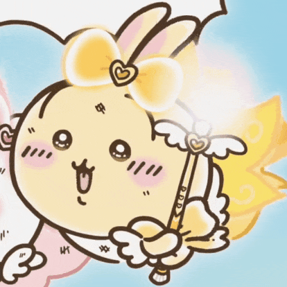마법소녀 봉을 들고 반짝이며 신나게 웃는 토끼 리액션 GIF