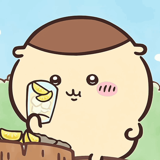 시원한 레몬 음료 잔을 들고 있는 귀여운 밤만쥬 GIF