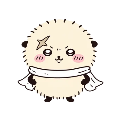 Cute round fluffy Rakko wearing a white cape Sticker